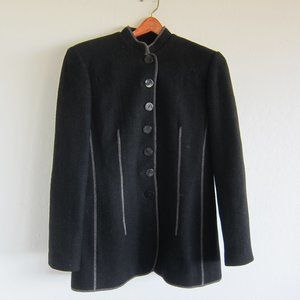 UN ALTRO, BLACK WOOL BOUCLÉ JACKET -  size 10